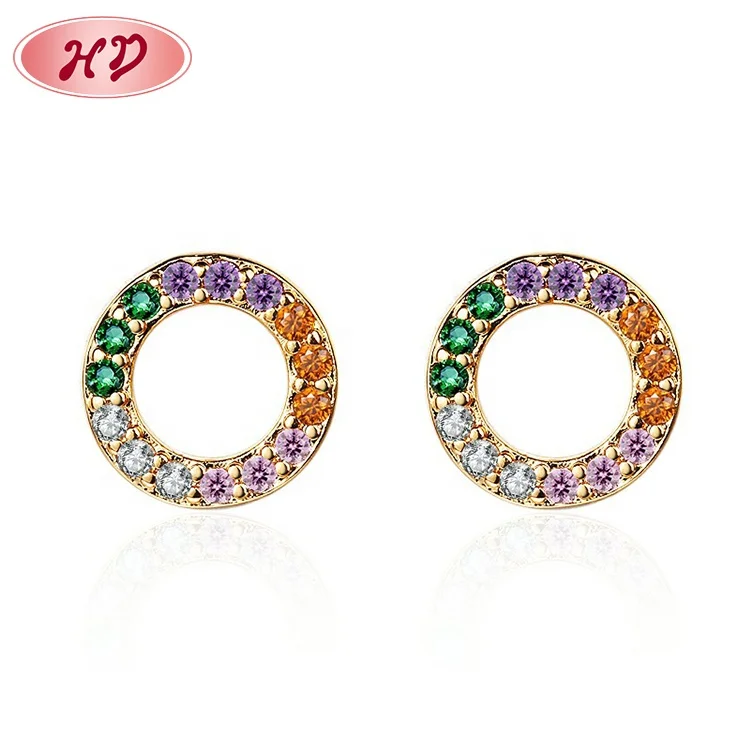Simple Design Round Shape 18K Gold Plated Jewelry Huggie Hoop Earrings Zirconia Hoop Earrings