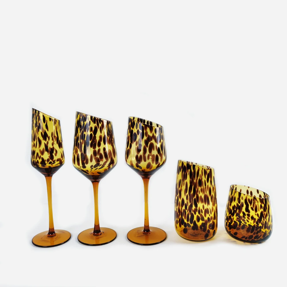 Animal Print Wine Glass Cup Oblique Top Drinking Glass Set Buy
