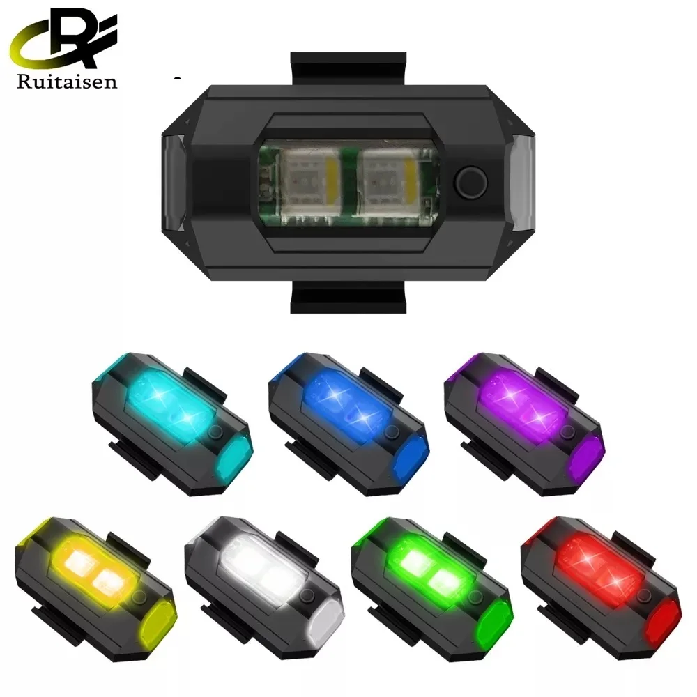 Ainiv Drone Strobe Light 2PCS – Feu Anti-collision LED 7 Couleurs, Télécommande 2,4G, Batterie Intégrée 350mAh, Pour Drone, Voiture RC, Moto, Nuit