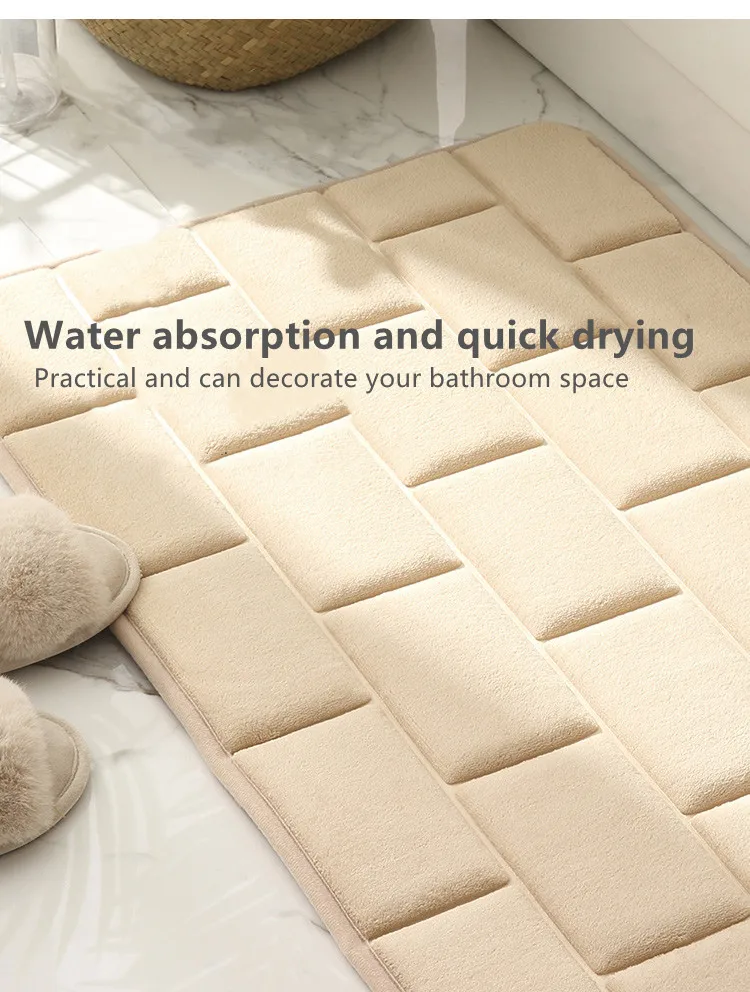 50*80cm Brick Pattern Waterproof Flannel Bath Rug Memory Foam Non Slip Bathroom Bath Rug supplier