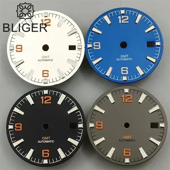 BLIGER 31mm black blue gray white watch dial  four hands green luminous watch dial for NH34 Movement watch accessories