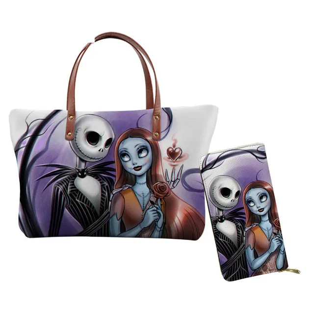 Jack skellington and sally outlets Women's Artificial Leather Handbag Custom Bag