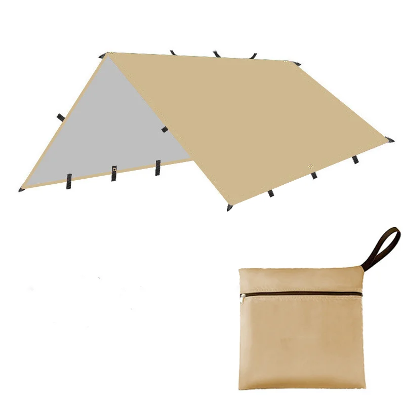 Outdoor Tent Rain Fly Tarp 210t Camping Sun Shelter Awning Hammock Rain Fly Tent Tarp With Poles