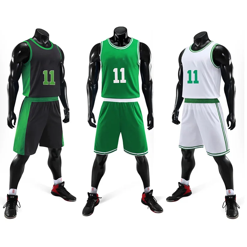 Comfortable Practice Basketball Uniform Blank Green Basketball Team Wear