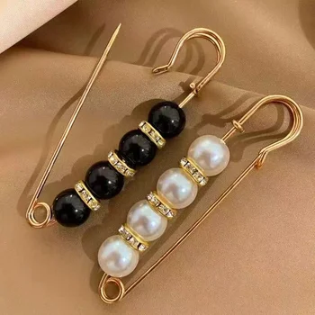 High-Grade Elegant Jewelry Waist Pin Brooch with Bright Diamond & Pearl for Cufflinks Pins Buckles & Corsage