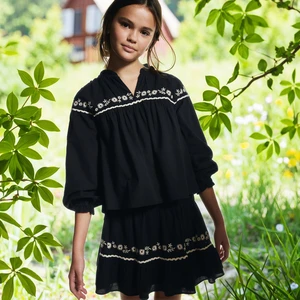 Custom Linen Cotton Children Teen Girls Skirt Blouse Set Europe & America Style Breathable Summer Clothing