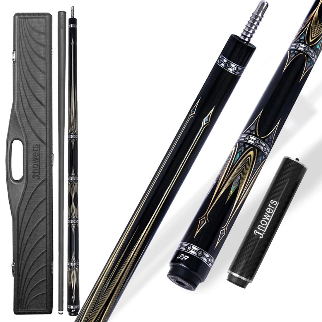 ビリヤード 2024 JFlowers JF20-26F Jflowers JF20-26F Carbon Fiber Pool Cue Stick Ebony Butt Abalone