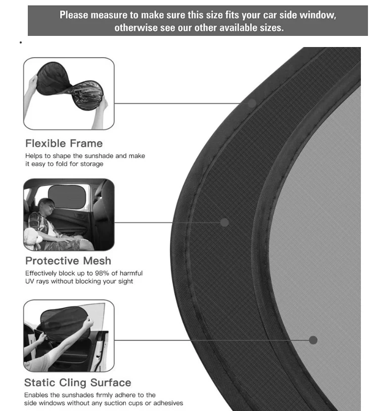 2 Pack Car Sun Shield Uv Protection Car Curtain Side Window Shades