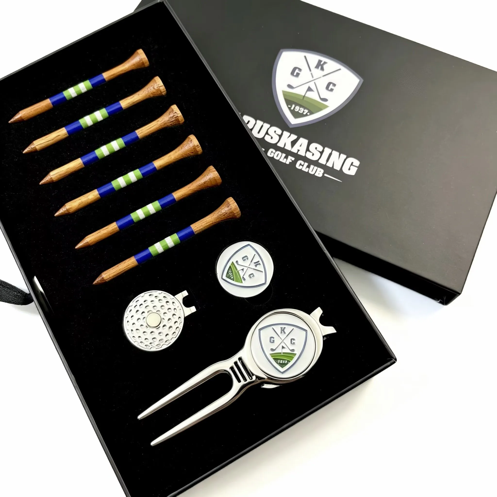 product luxury golf gift box set 3 piece gold golf accessories divot tool ball marker for corporate event gifting-0