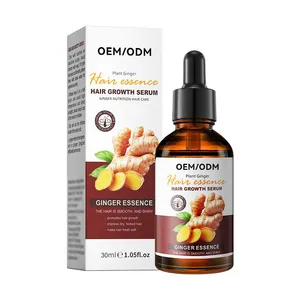 Custom Logo 30ml Ginger Nourishing Organic Herbal Hair Care Essential Oil Serum Smoothing Repairing Regrowth Hair Growth Oil