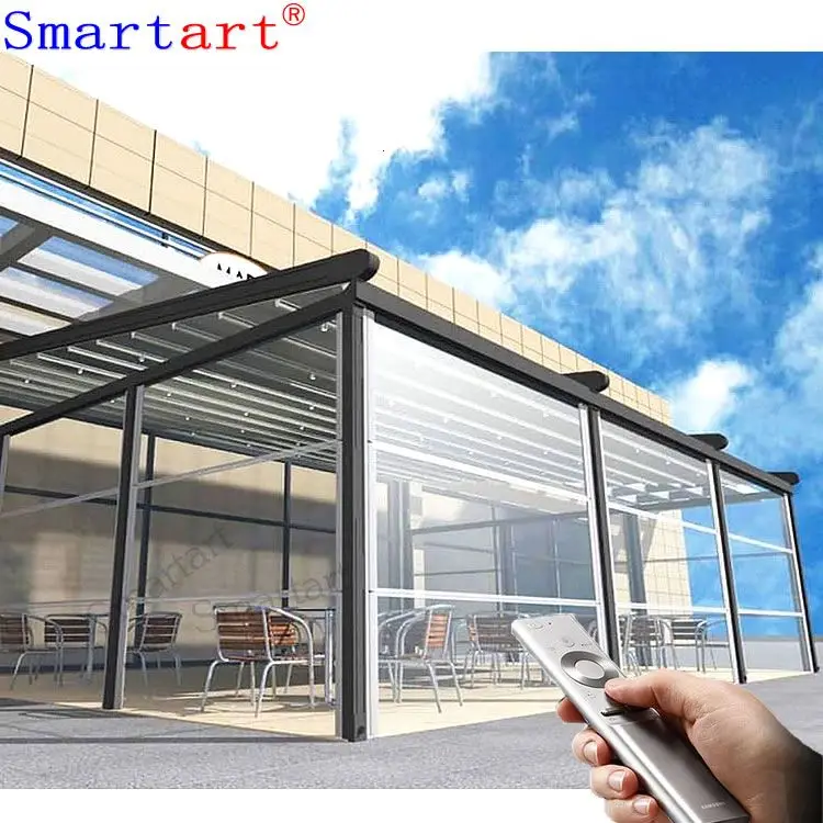 2022 Remote Controlled Motorized Guillotine Window System for Restaurant Terrace Patio and Balcony