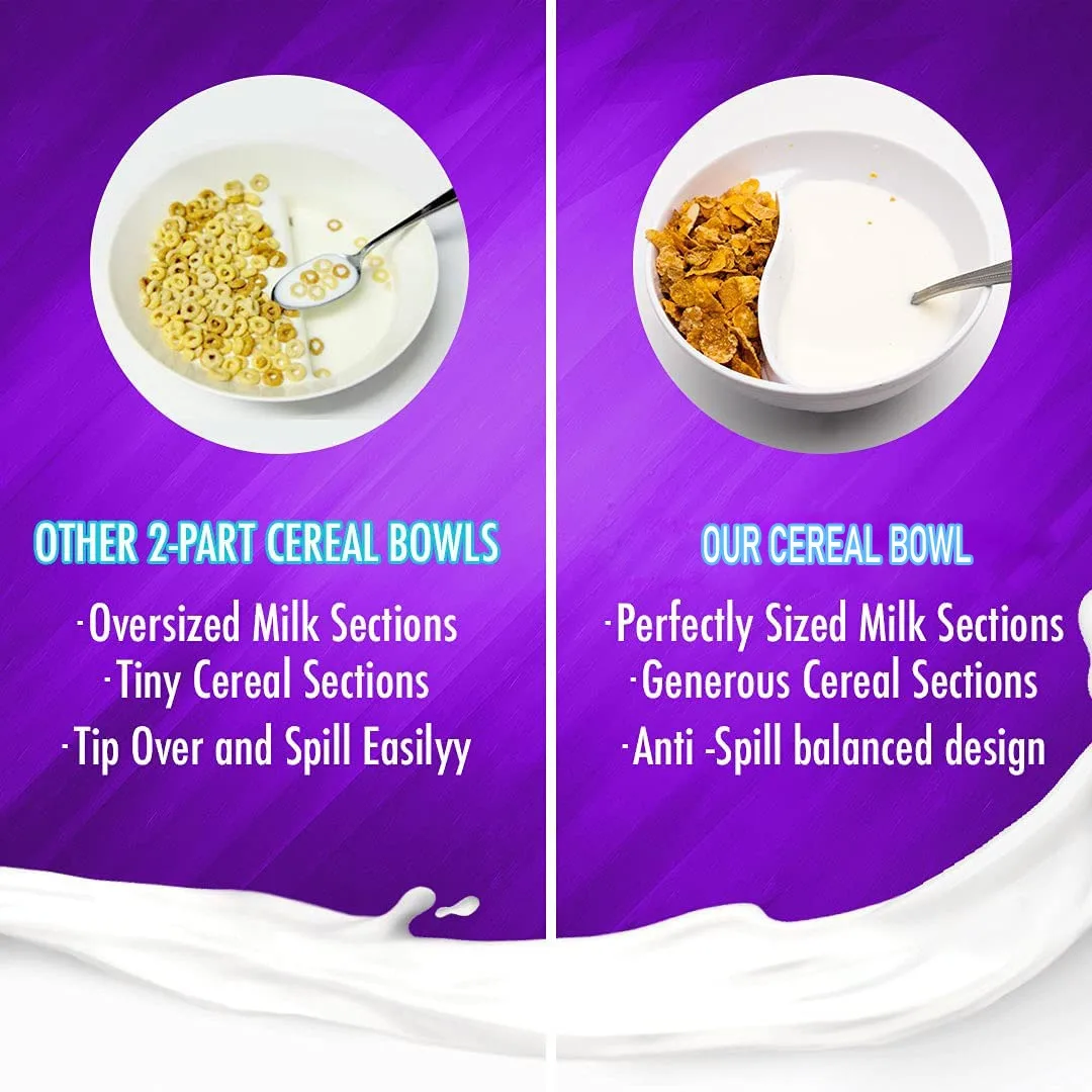 Just Crunch Anti-Soggy Cereal Bowl - Keeps your Cereal Fresh and