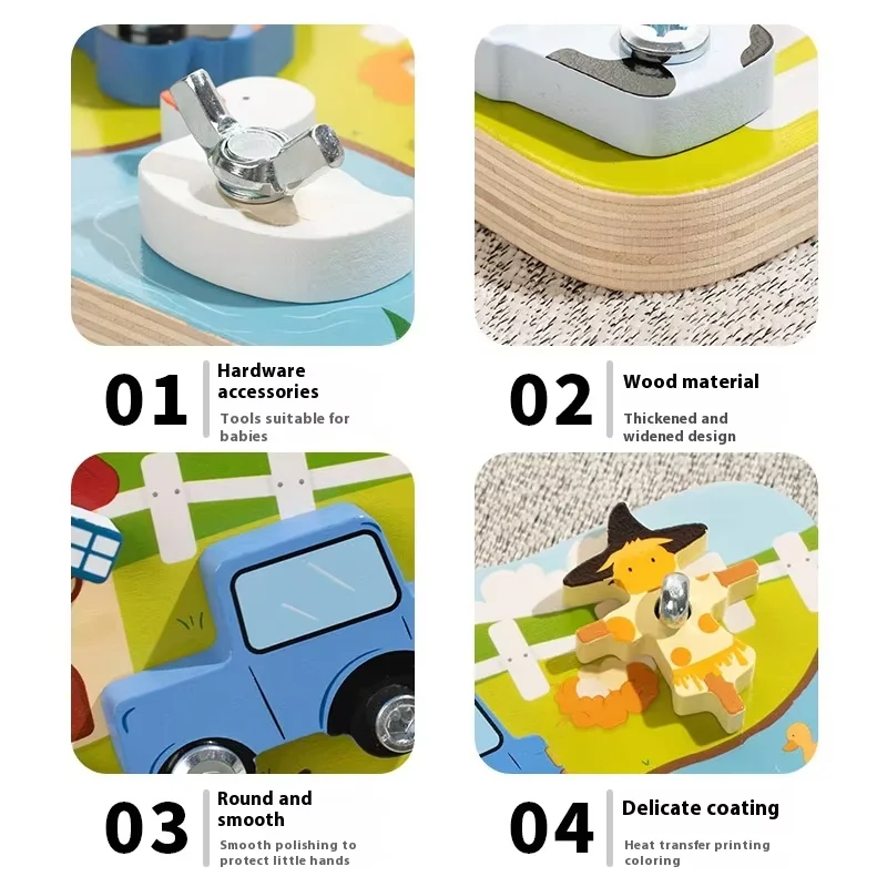 Новинка — деревянная головоломка с болтами и гайками, развивающая доска для малышей, обучающая игрушка Монтессори на разборку и сборку