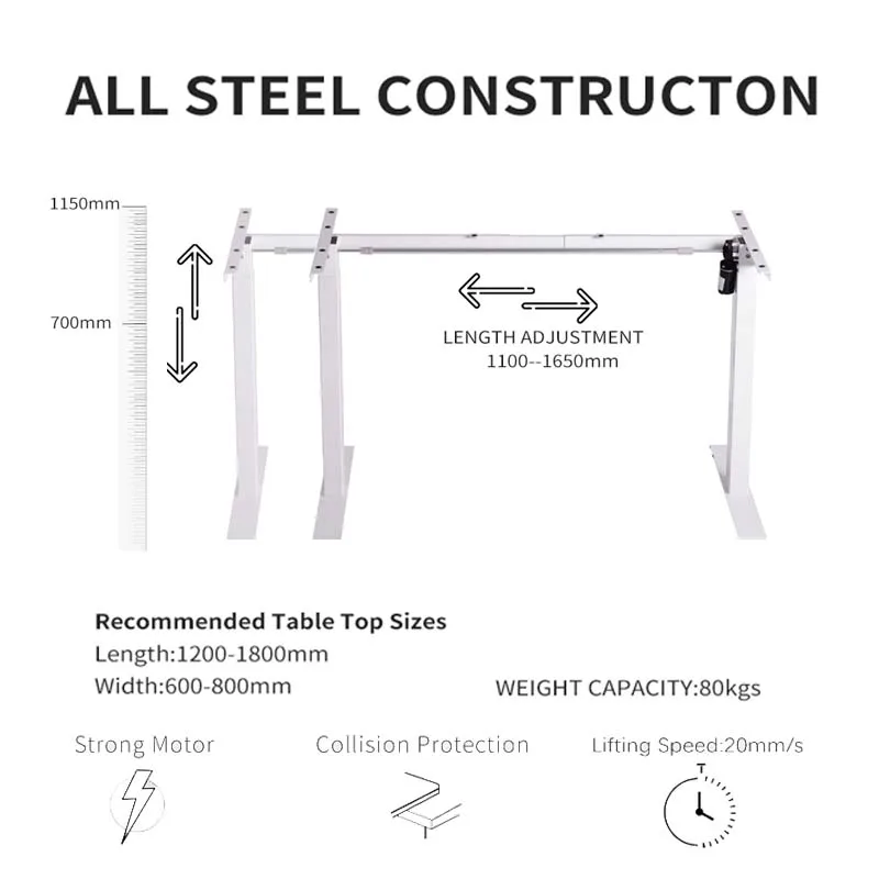 Single Motor Stand up Desk Frame Height Adjustable Sit Stand Desk Mechanism Standing Desk Office
