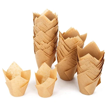 Tulip Cupcake Liners, Premium Muffin Liners, Greaseproof Paper Cake Cups, Kraft Paper Baking Coasters for Any Occasion