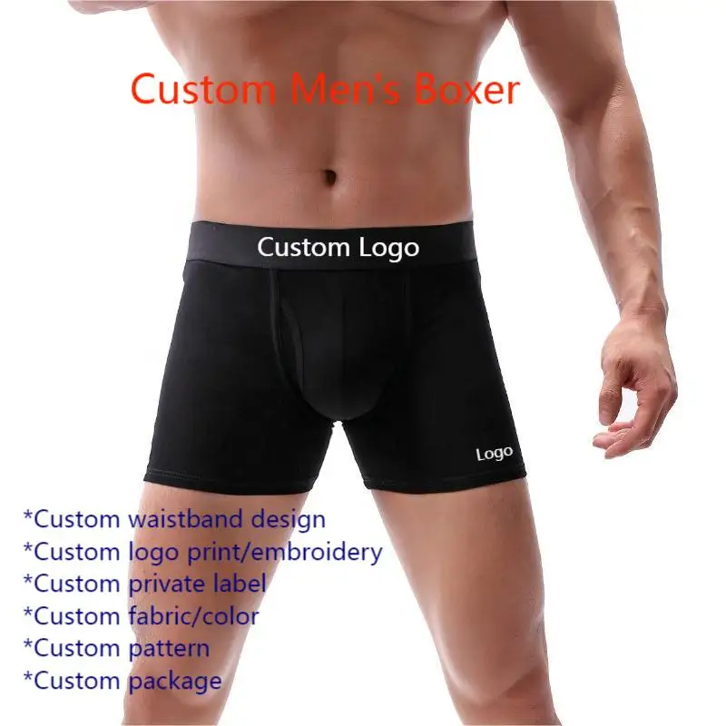 Custom Logo High Quality Men Cotton Boxer Briefs Underwear Breathable ...