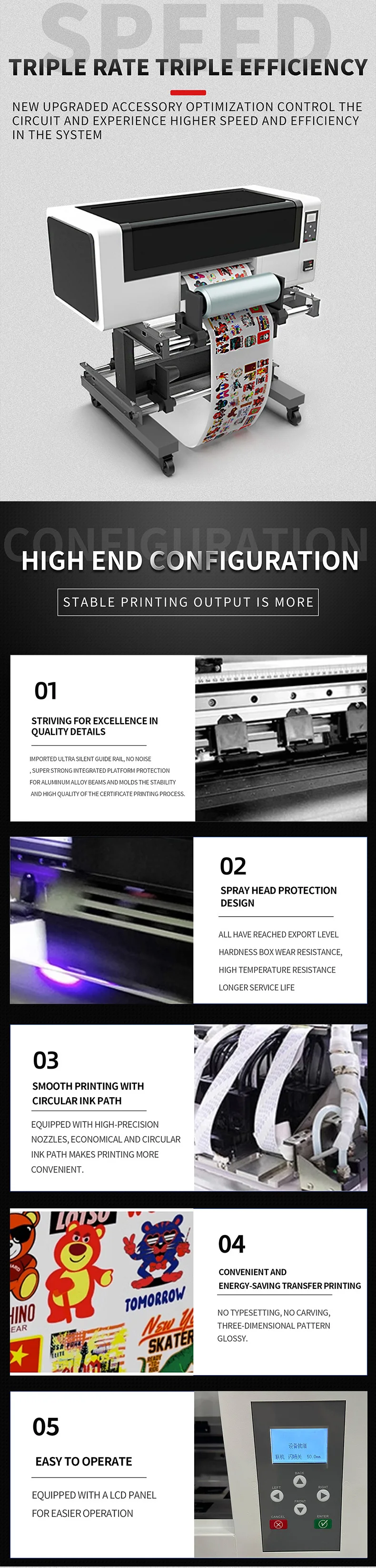 DOMSEM 30cm Dtf Uv Film Printer 3d Roll To Roll Direct To Film sticker Digital Inkjet Flatbed Uv Printer With Laminator