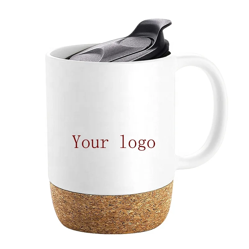 Manufactures Hot Selling 15oz Large Ceramic Coffee Mugs with Insulated Cork  Bottom Pottery Ceramic Mugs With Lid and Wood Bottom