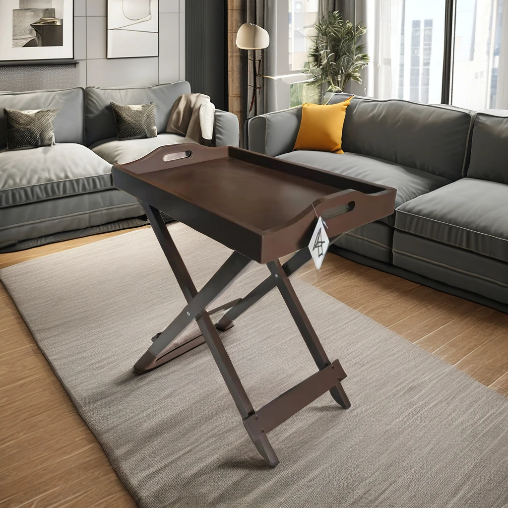 MDF Wooden Decor Portable Breakfast Dinner Serving Tray Coffee Table Living  Room Folding Tray Tables with Removable Tray Top