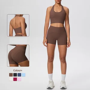 New Arrival Workout Clothes Quick Dry High Quality Gym Sports Fitness Yoga Top Short Set for Woman