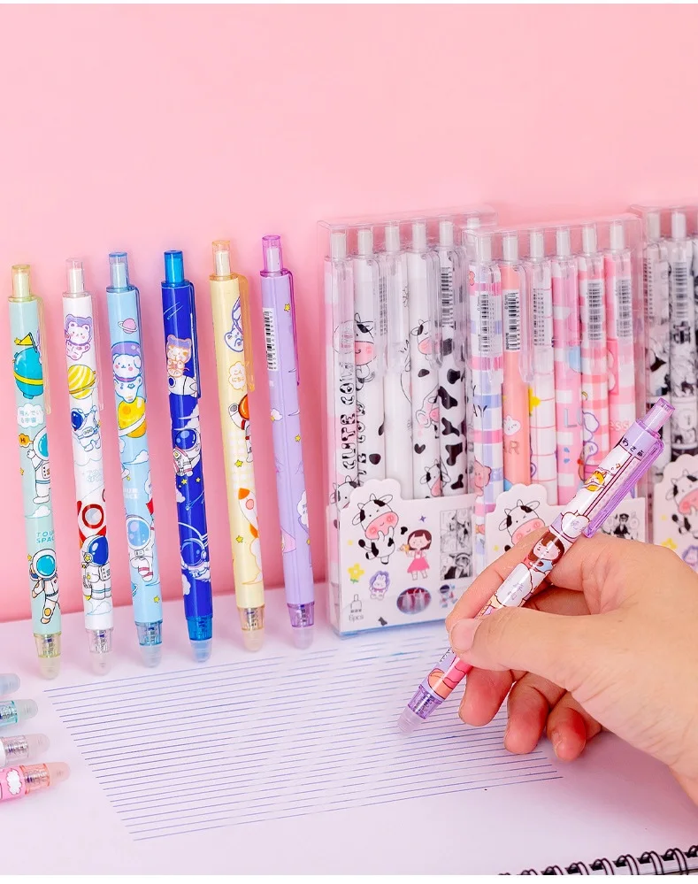 Pvc Boxed 6 Pieces Into The Press Erasable Gel Pen Friction Easyto