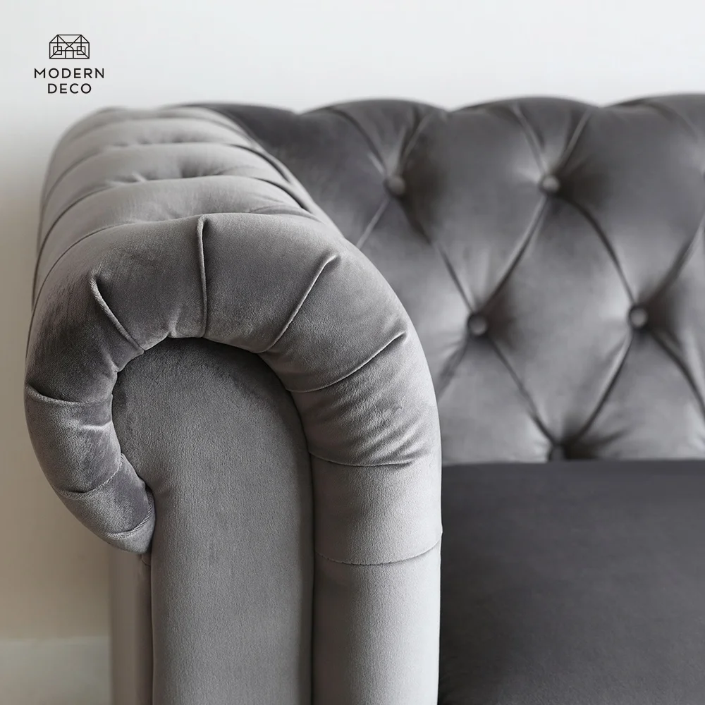 Ghế Sofa Nhung Chesterfield Đóng Ghim Hiện Đại Phòng Khách Màu Wine Đỏ Xanh Lá Xanh Dương Xám Đen Vàng Bán Chạy Ghế Giường