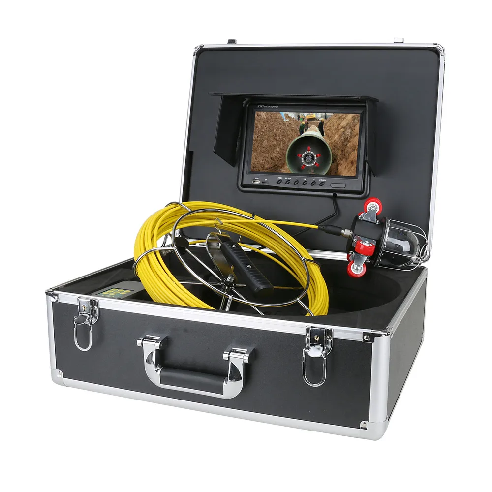 带165英尺/50米光纤电缆的下水道检查摄像机，DEPSTECH 9英寸液晶管道摄像机w灯，防水云台排水管道摄像机