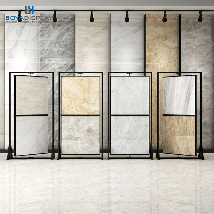 New Style Customized Tile Display Metal Rack 360 Degree Rotating Simple Ceramic Tile Marble Stone Sample for Showroom