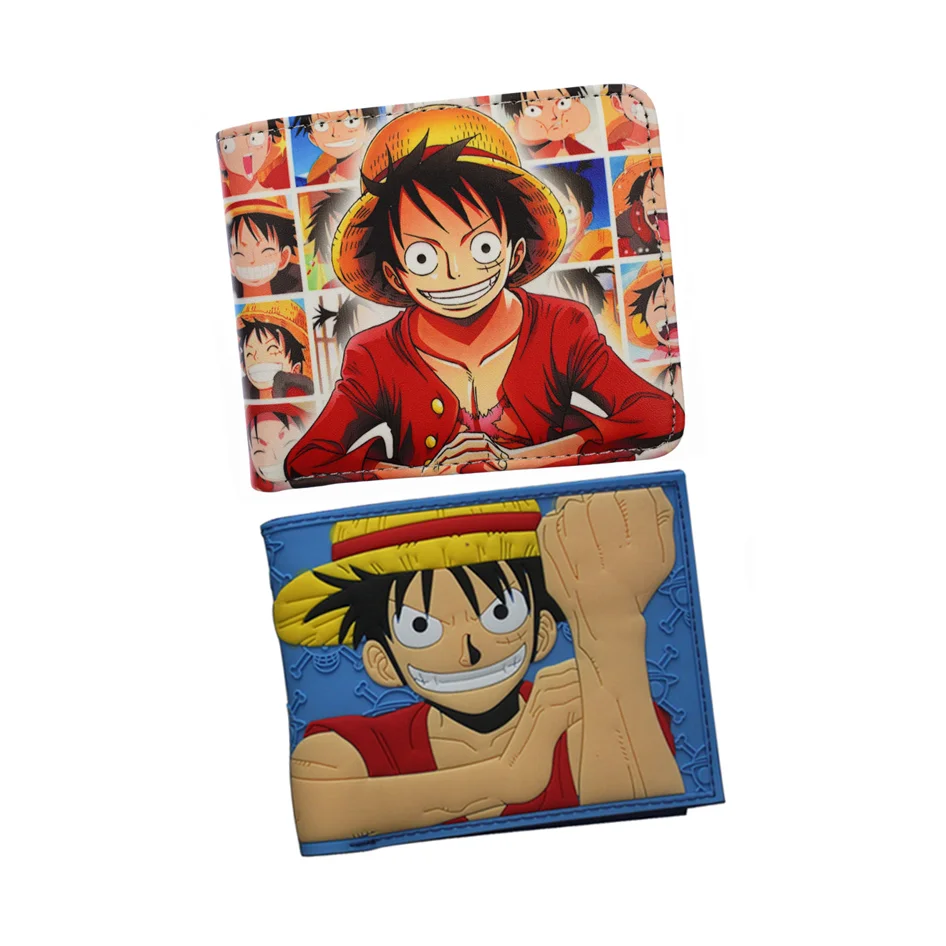 Anime One Piece PU Carteira para Mulheres e Homens, Desenhos