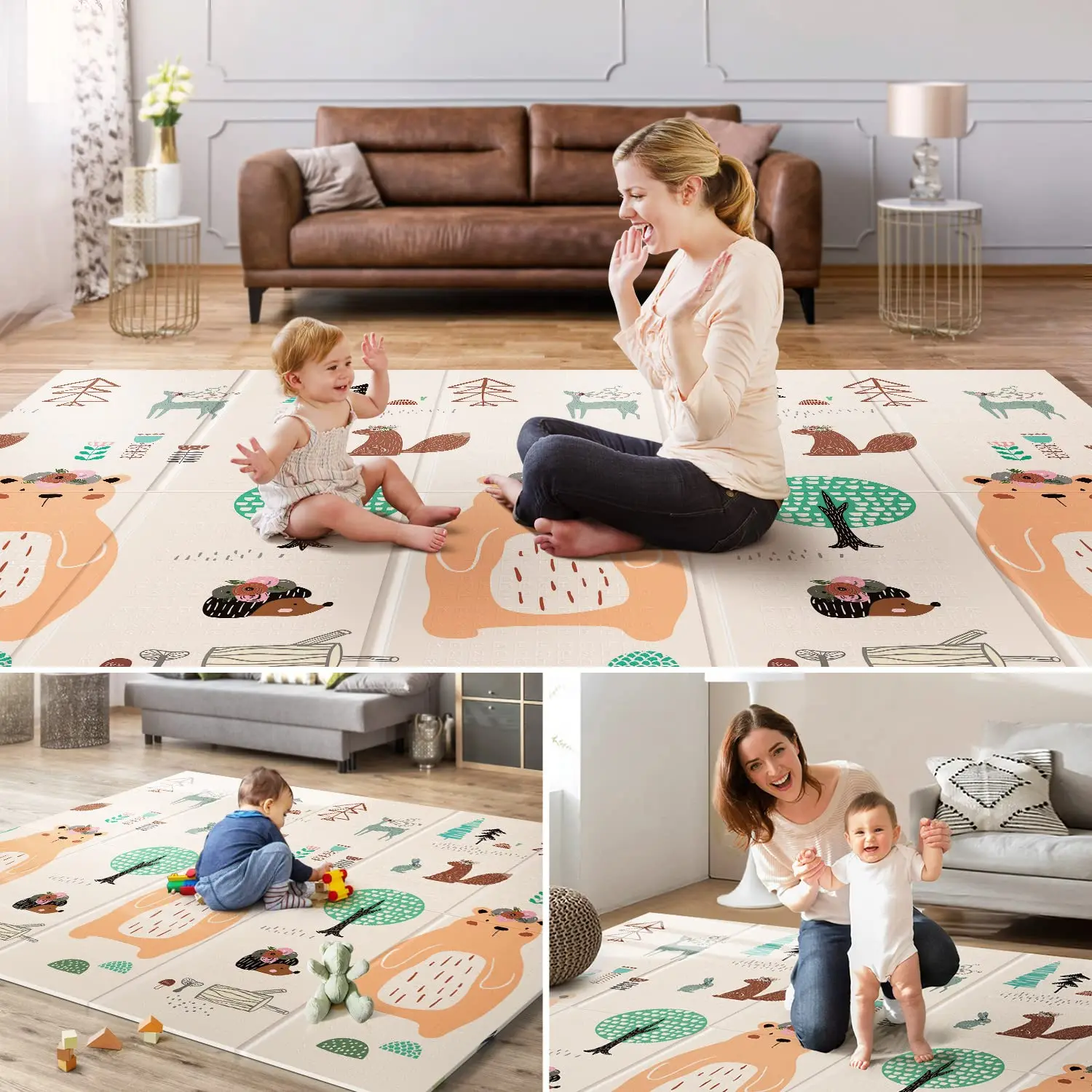 Foldable & Reversable Large Waterproof Foam Baby Activity Tummy Time