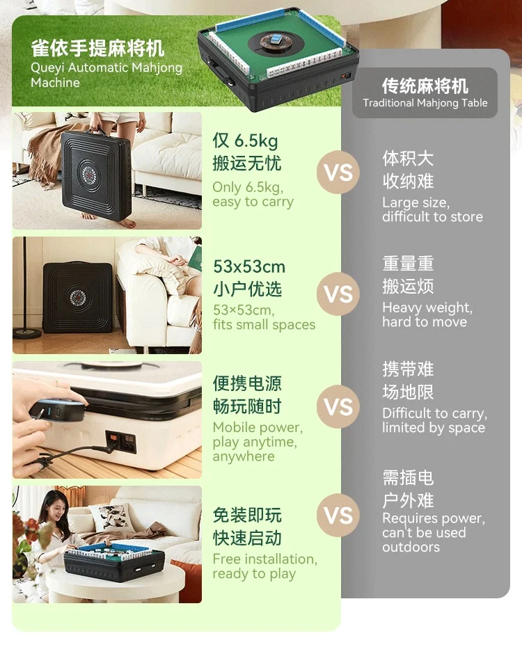 トラベルサイズの自動麻雀テーブルがエンターテインメントの複数の