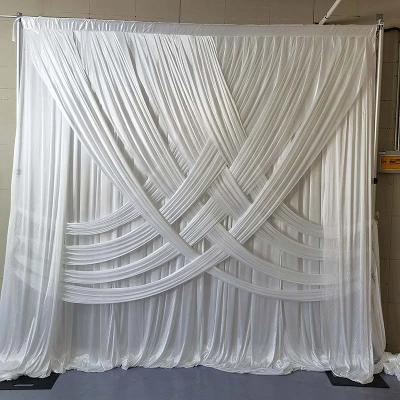 Wedding Supply White Background Double Drape White Cloth Curtains Cross  Valance For Wedding Hall Decorative Backdrop - Buy White Background Wedding  Hall Decoration,Wedding Decoration Backdrop,White Cloth Curtains Product on  