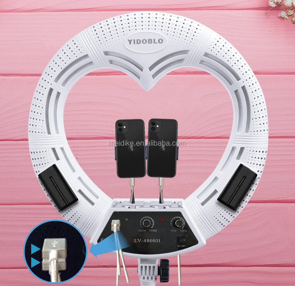 NEW! 18 inch heart Ring Light with Remote Control and Stand Holder carry bags Makeup LED Ring Lights kits 96W 18inch