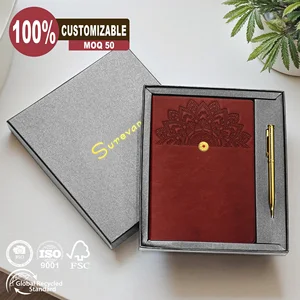 Premium Gift Box A5 Vegan Leather Embossed Hardcover Durable FSC Paper Professional Business Office Supply Custom Logo Notebook