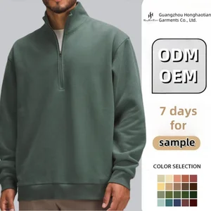 Custom Half Zip Mens Hoodies & Sweatshirts Organic Cotton Men's Clothes Bamboo Custom Mock Neck Men Pullover Sweatshirt Top