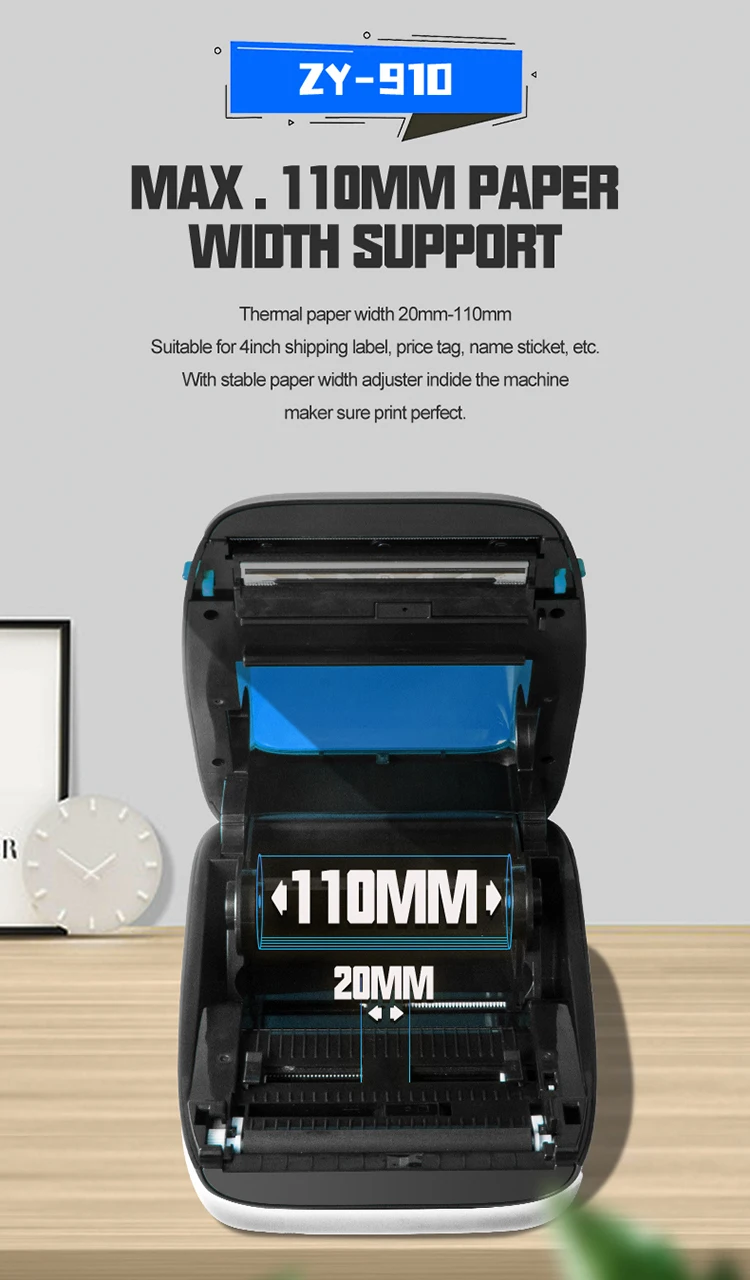 Zywell ZY910 4x6 Thermal Label Printer for Shipping & Barcode with