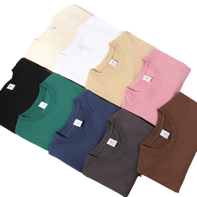 Summer cotton short sleeve t-shirt custom men's solid color loose round neck large size men's T-shirt wholesale t shirts