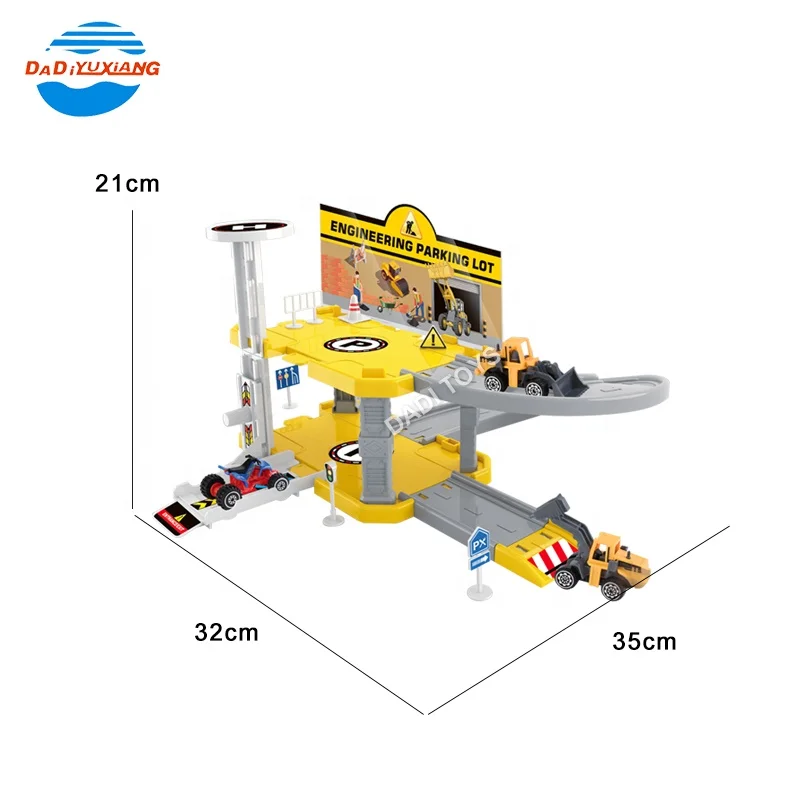 Hot Selling Plastic Pretend Play Car Parking Lot Track Toy With 18 PCS