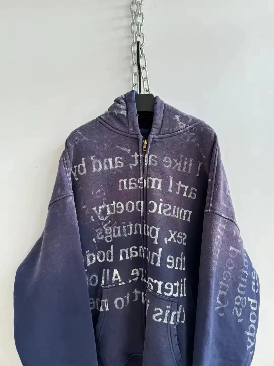 Salati Custom Factory 500gsm Custom LOGO Hoodies DTG Printing Vintage Acid Washed Pullover Hoodie French Terry gallery 4