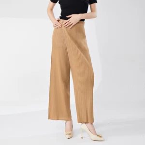 Spring and Summer New Women's Fashion Solid Color Pleated Pants Trendy Wide Leg Pants Loose Plus Size Casual Women's Trousers