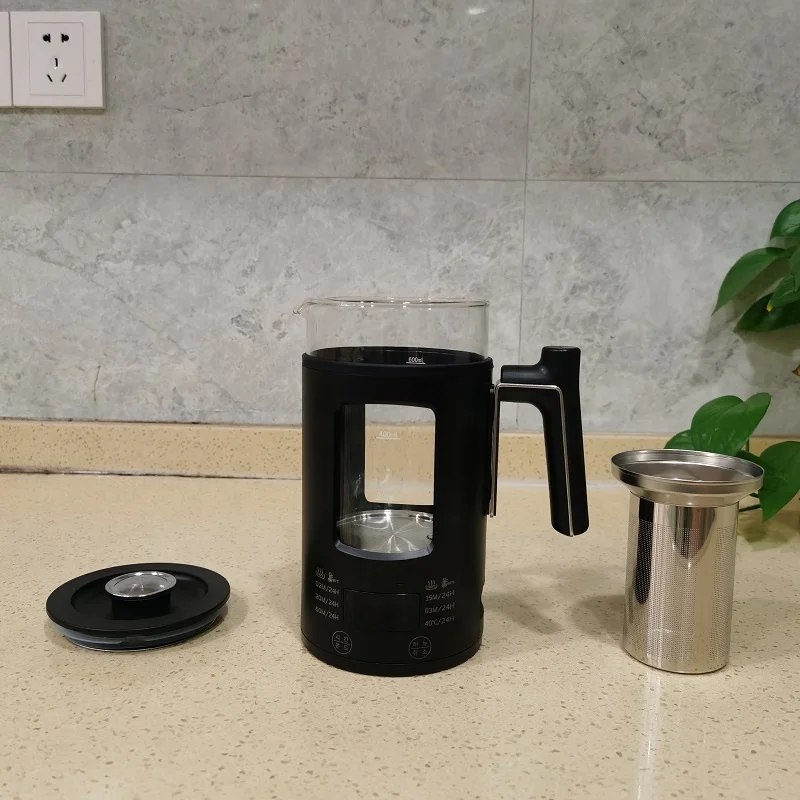 Portable 400ML Visual Water Window Automatic LED Display Double Layer Tea Maker Glass Electric Kettle