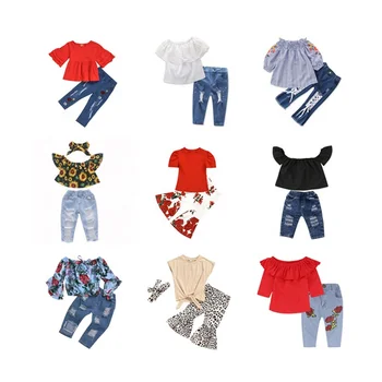 Bulk wholesale baby girls clothing set fashion kid clothing hot sale