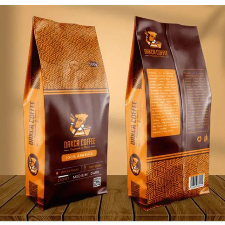 Borsa da 250g stampata in chicco di caffè con valvola richiudibile - Main Image