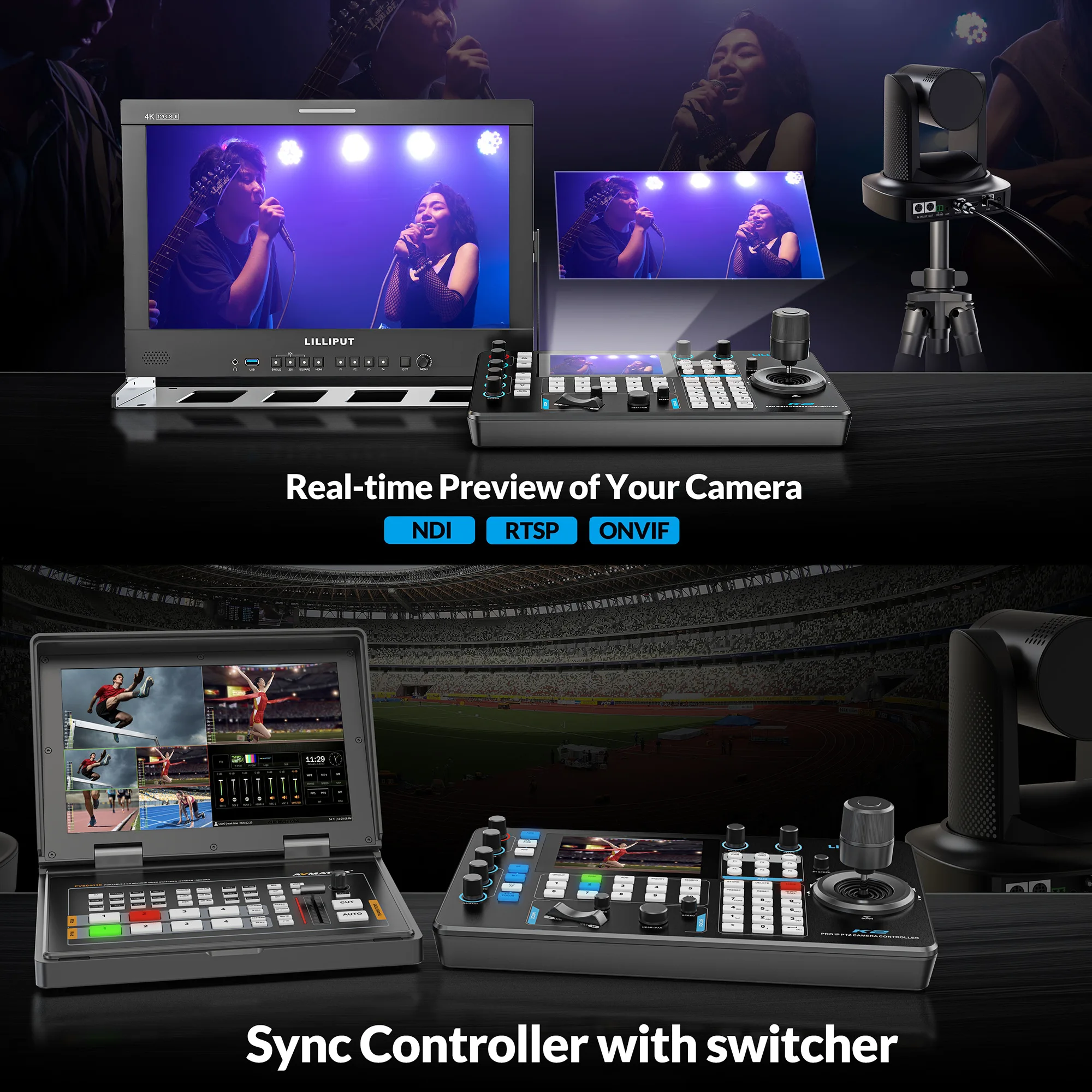 LILLIPUT 5" Touch Screen PTZ Camera Controller with 4D Joystick and Keyboard Support Preview Camera