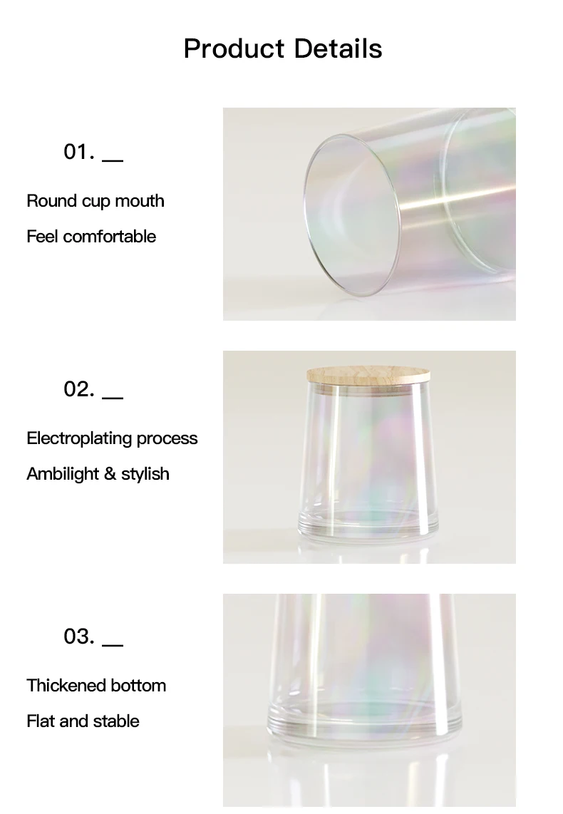 Luxury Empty Unique Holographic Rainbow Glass Candle Jars