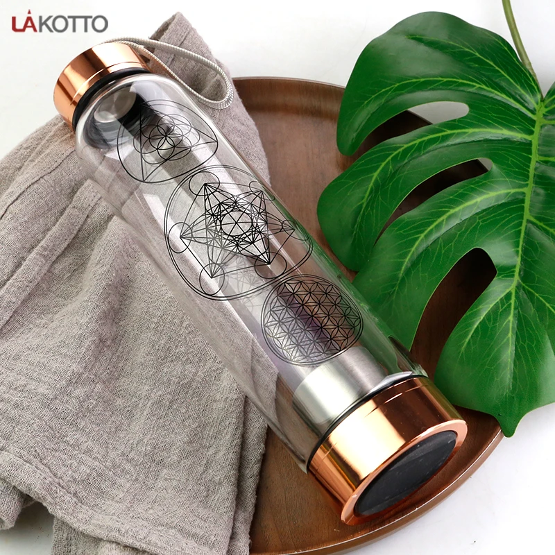 Crystal Water Bottle With Healing Crystals Elixir Infused Glass Water