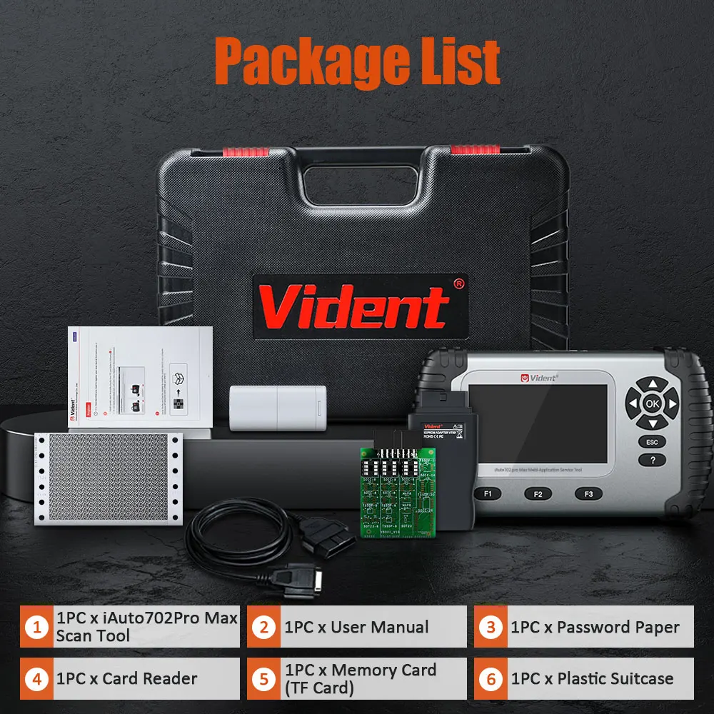 Vident IAuto702 Pro MAX OBD2 Scanner Automotive Diagnostic Tool All System Active Test Code Reader Key Coding Tool 1 Year Cars