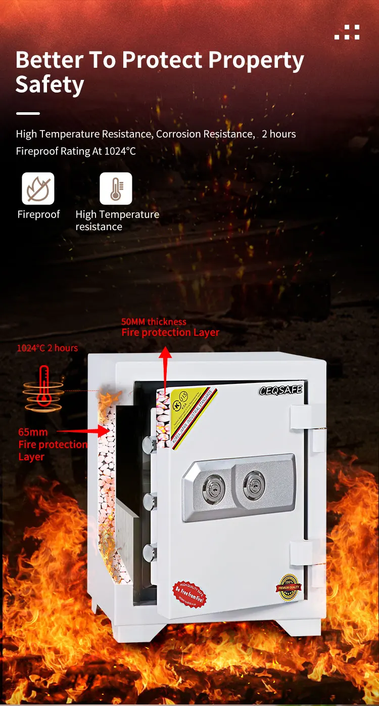 CEQSAFE High Security 2 Hours Door Fire Resistant Cabinet Fireproof Safe Box manufacture