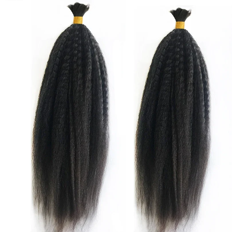 Brazilian Kinky Straight Human Hair Bulk For Braiding Corase Italian Yaki Hair Bundles Extension Bulk Braiding Hair 1/2/3 Pcs_voghion.com