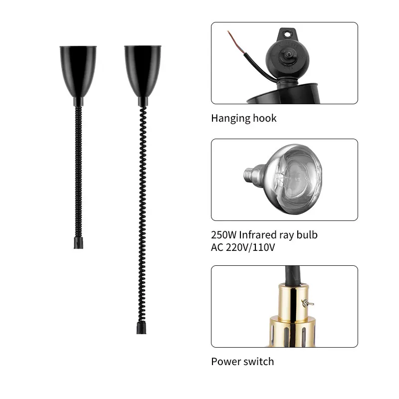 BW14 Stainless Steel Food Warm Pendant Light Telescopic Pendant Light Infrared Pendant Lamp Food Heating Ceiling Light